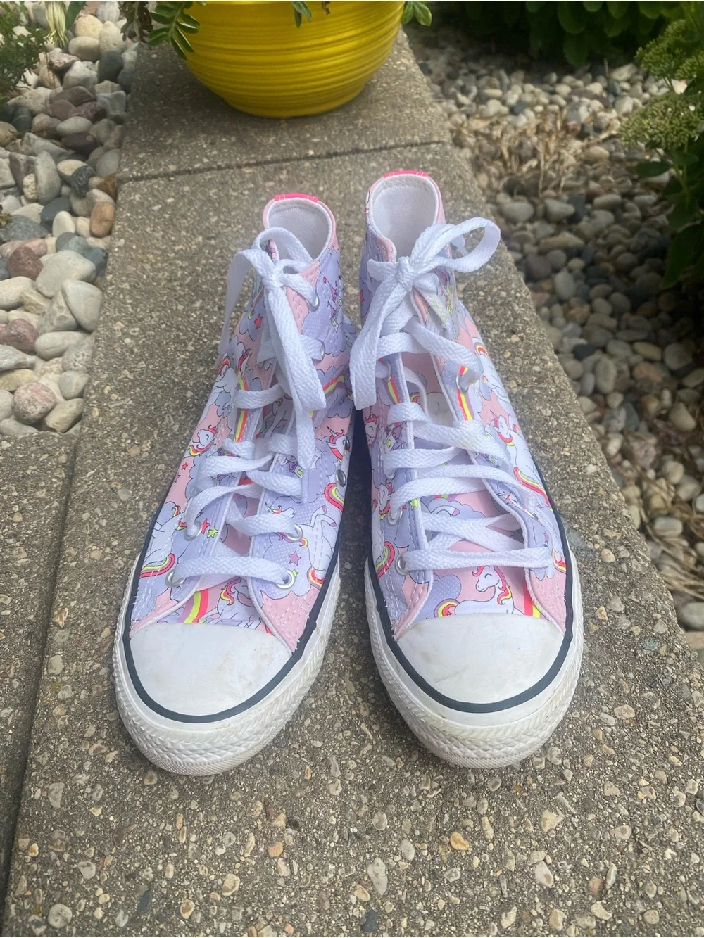 Converse Kids Pink Rainbow Unicorn High-Top Sneakers